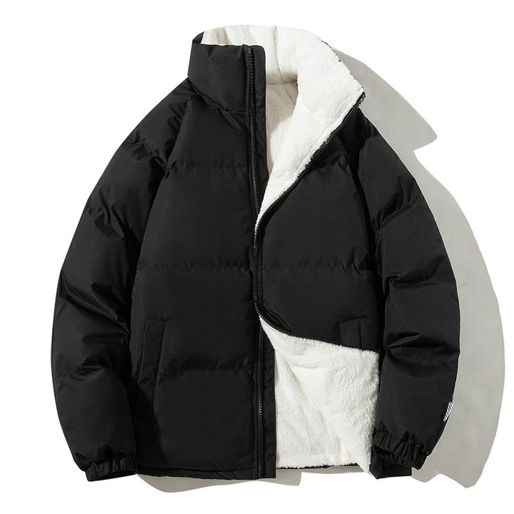 Women’s quilted thermal bomber jacket with teddy lining and a high stand-up collar