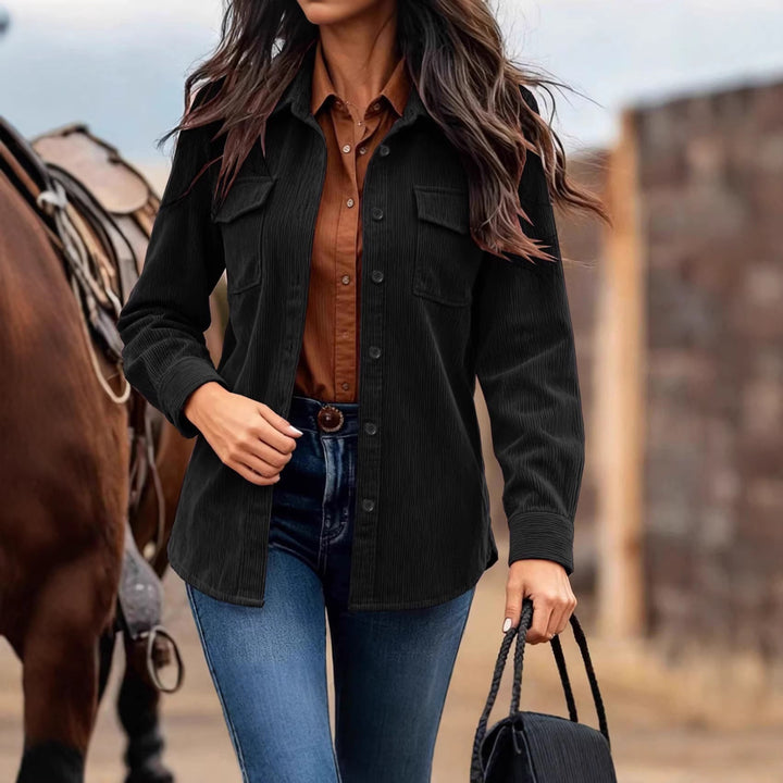Women's corduroy jacket with practical chest pockets