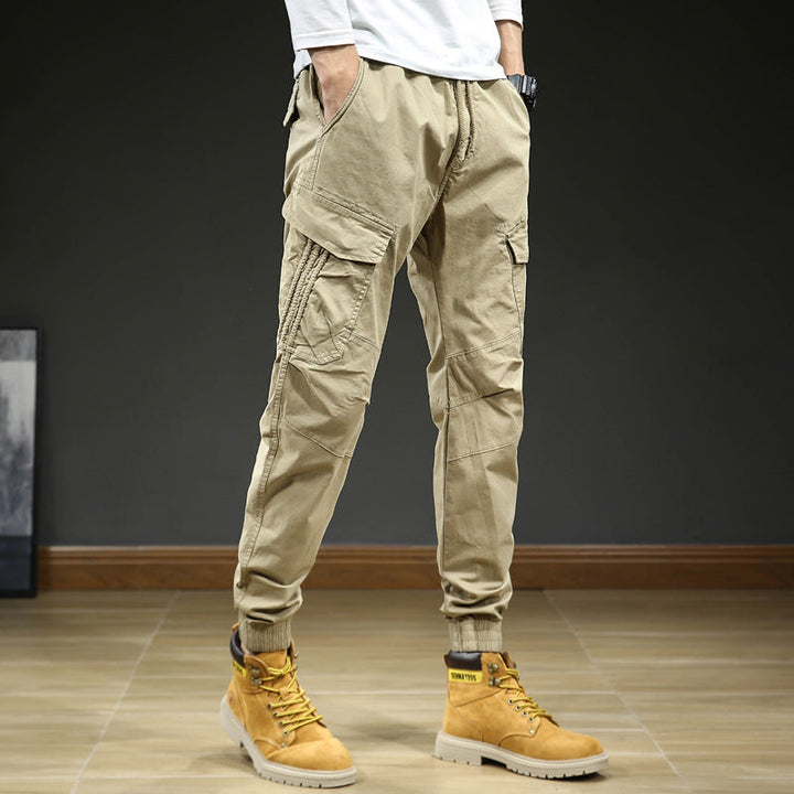 Men's cargo pants with pockets and drawstring