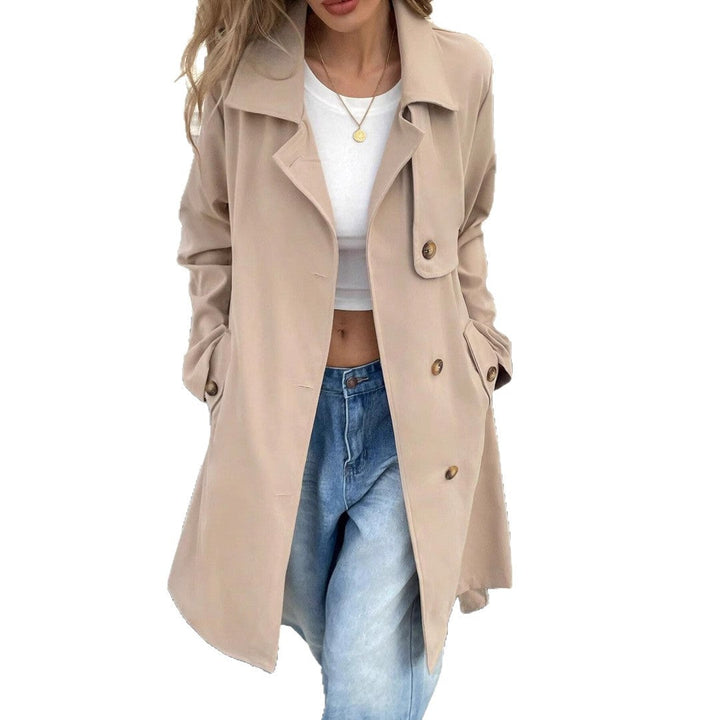 Women's trench coat with button placket and practical pockets