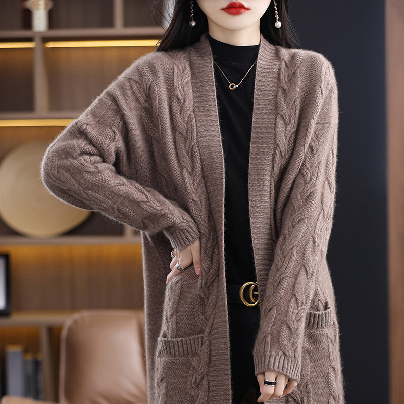 Women's oversized long cardigan with stripes