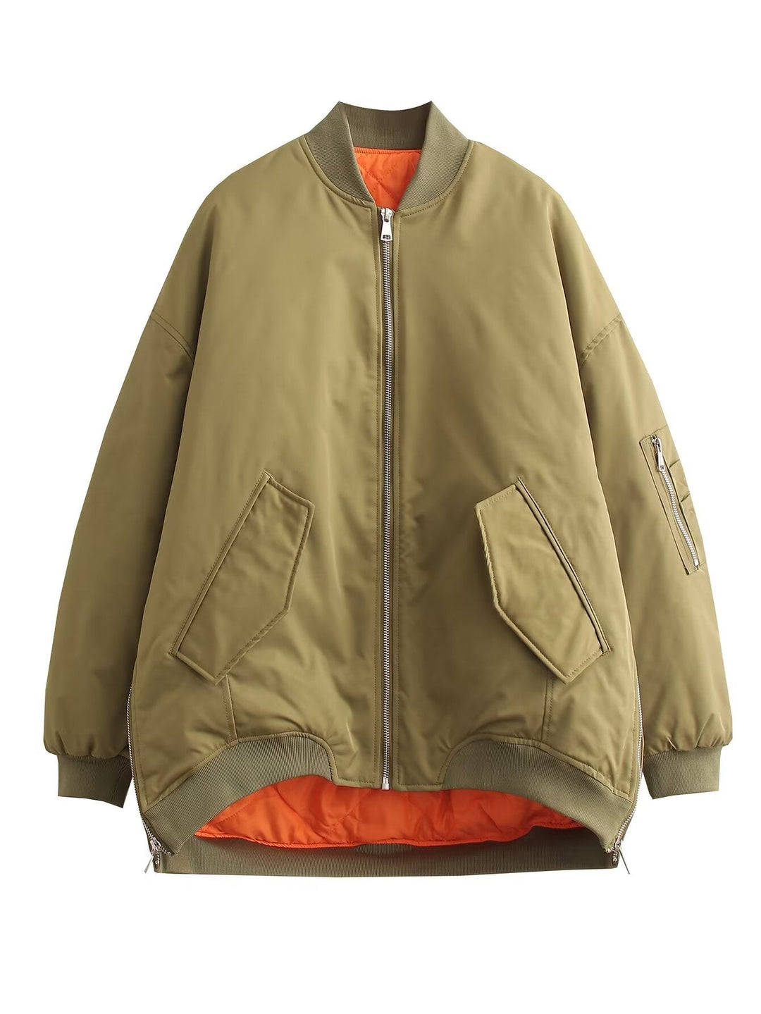 Women's Oversized Bomber Jacket with Pockets