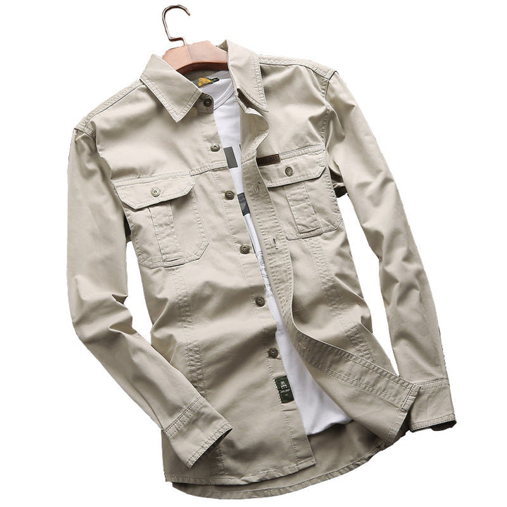 Men’s canvas overshirt with flap chest pockets and reinforced seams