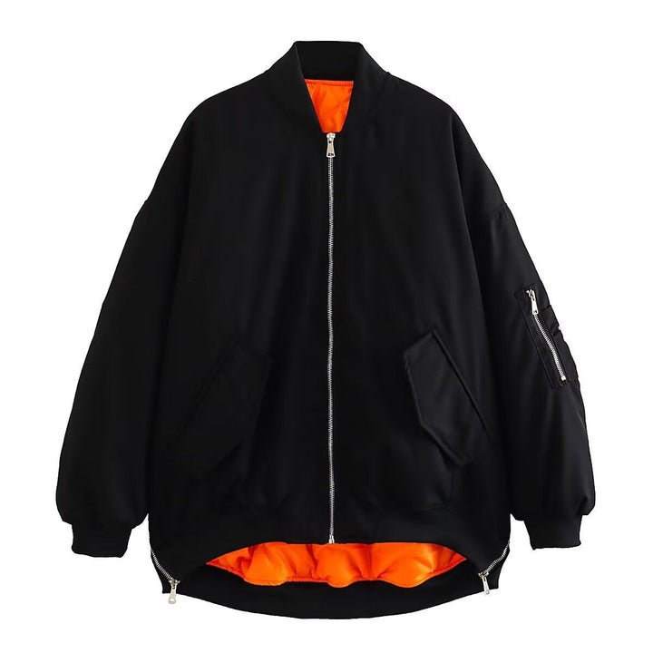 Women's Oversized Bomber Jacket with Pockets