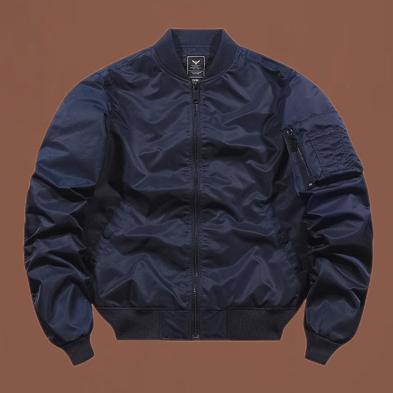 Men’s wind-resistant nylon bomber jacket in MA-1 style with sleeve pocket