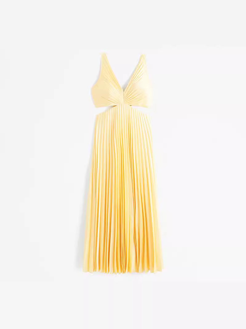 Sarai - Trendy Solid Color V-Neck Maxi Dress