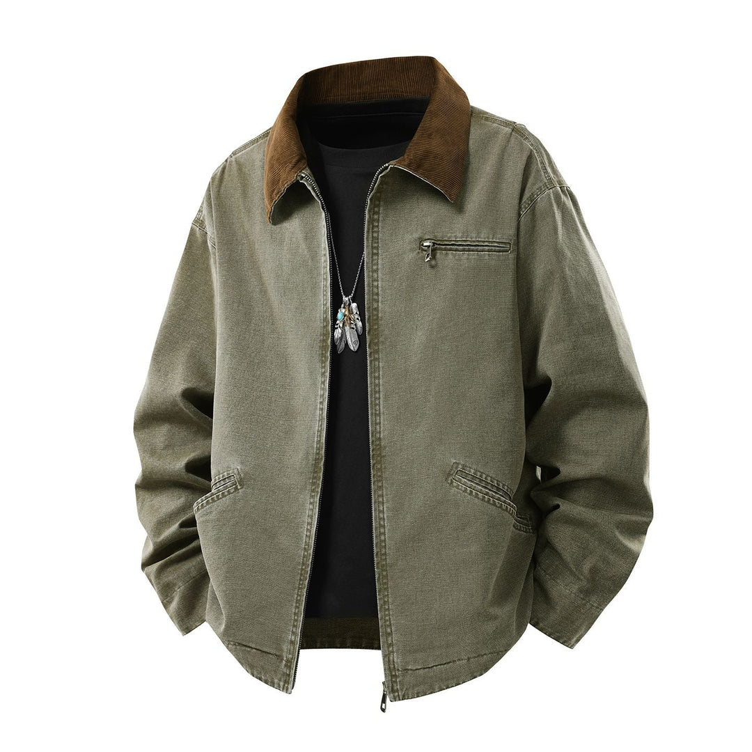 Men's Long-Sleeve Jacket with Collar and Pockets