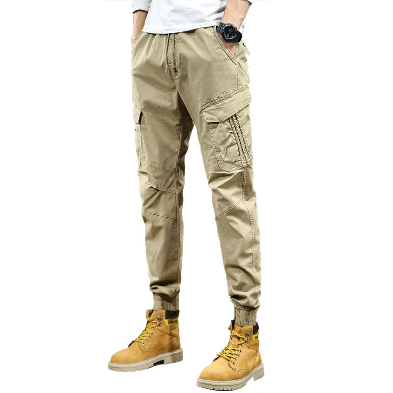 Men's cargo pants with pockets and drawstring