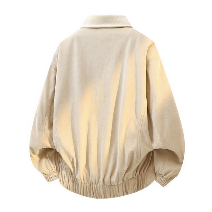 Men’s bomber jacket with a shirt collar, elasticated hem, and soft lining
