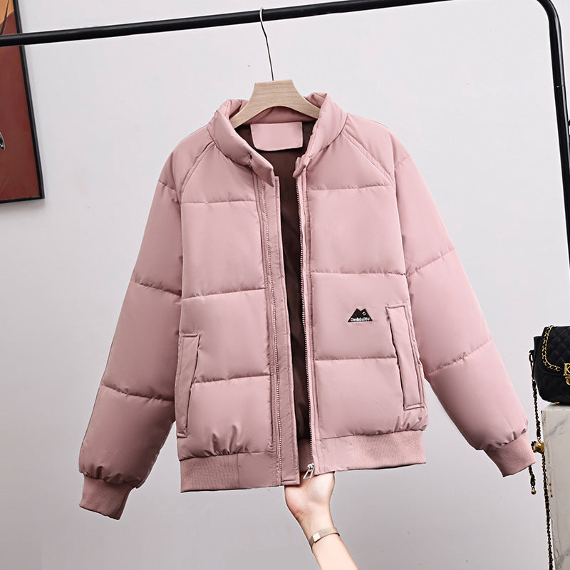 Women's Short Quilted Blouson Jacket with a High Stand-Up Collar