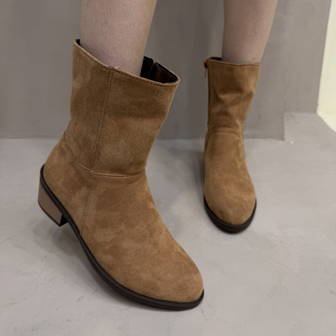Women's ankle boots with block heels and zippers