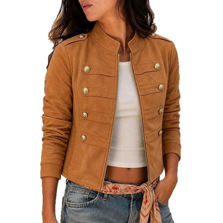 Women's Long-Sleeve Jacket with Buttons and Pockets