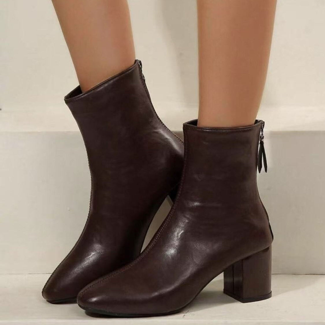 Women’s ankle boots with a zipper and moderate block heel
