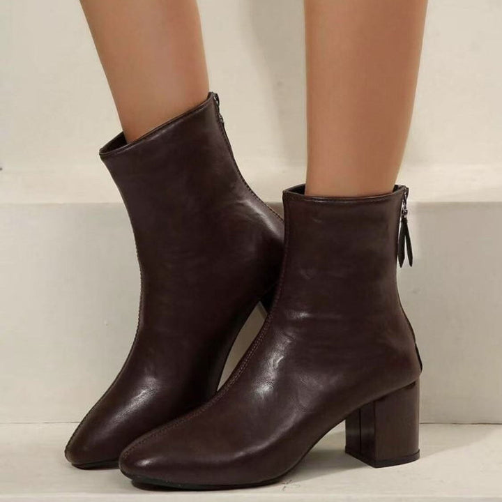Women’s ankle boots with a zipper and moderate block heel