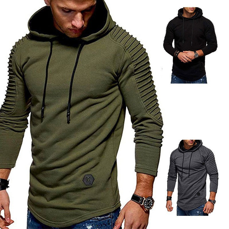 Men's longline hoodie with drawstring and long sleeves