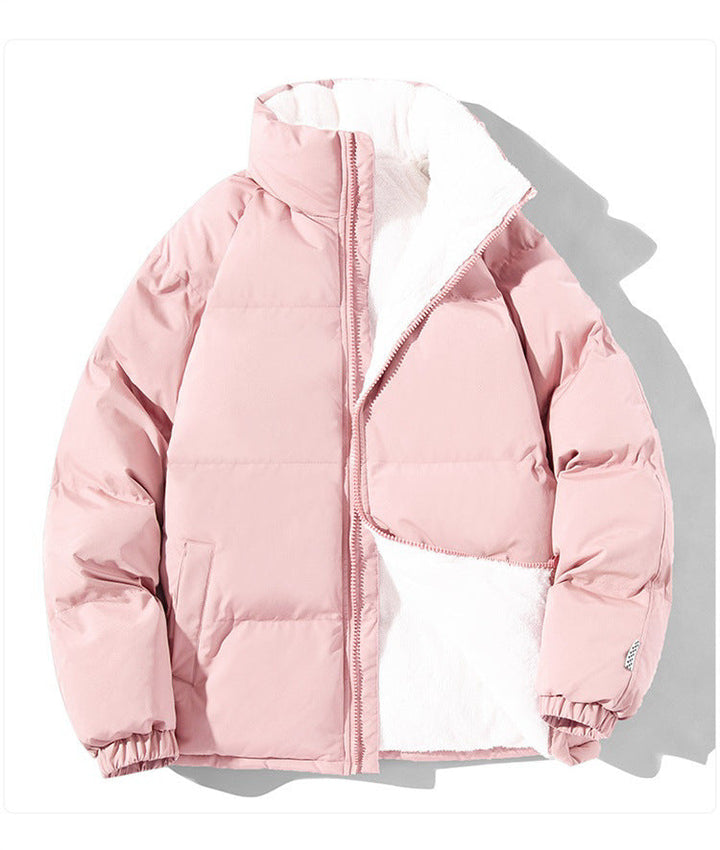 Women’s quilted thermal bomber jacket with teddy lining and a high stand-up collar