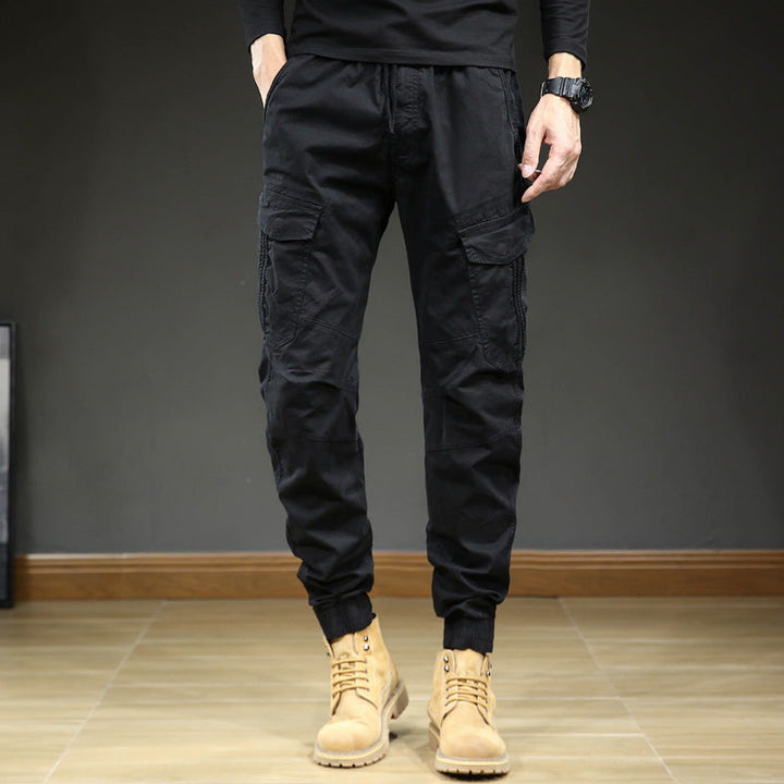 Men's cargo pants with pockets and drawstring