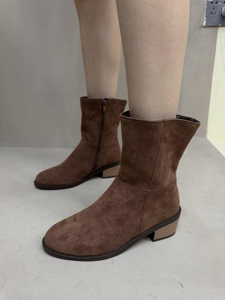 Women's ankle boots with block heels and zippers