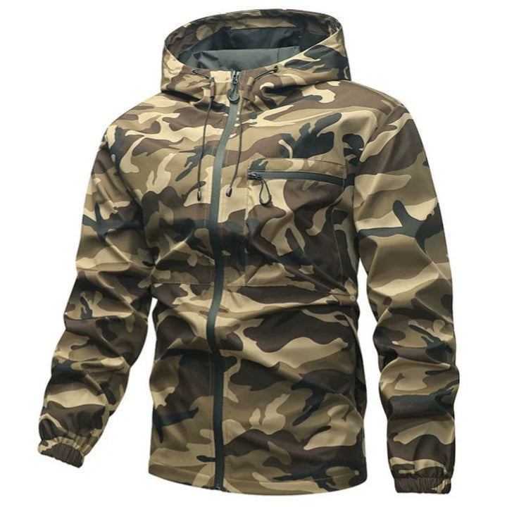 Men’s camouflage jacket with a hood and pockets
