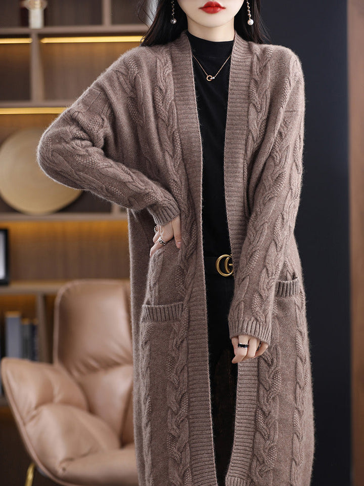 Women's oversized long cardigan with stripes