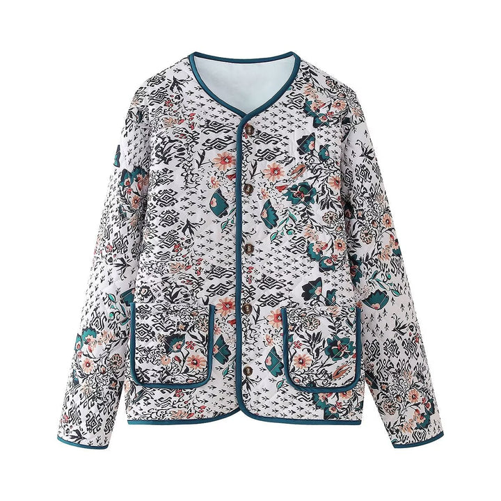 Women's long-sleeve crew-neck jacket with pockets