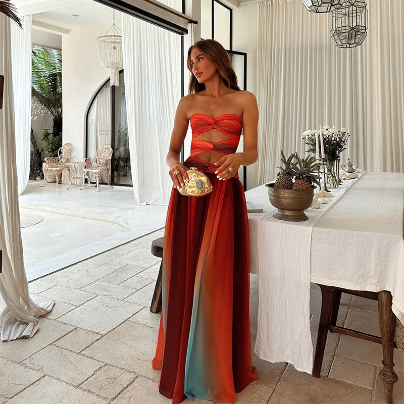 Aziza - Cut-Out Tie-Dye Gradient Maxi Dress
