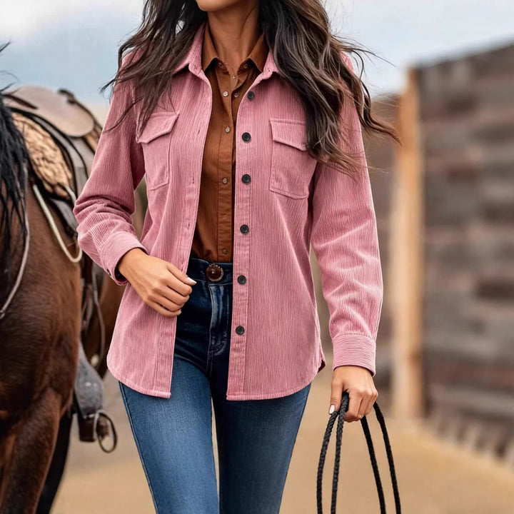 Women's corduroy jacket with practical chest pockets
