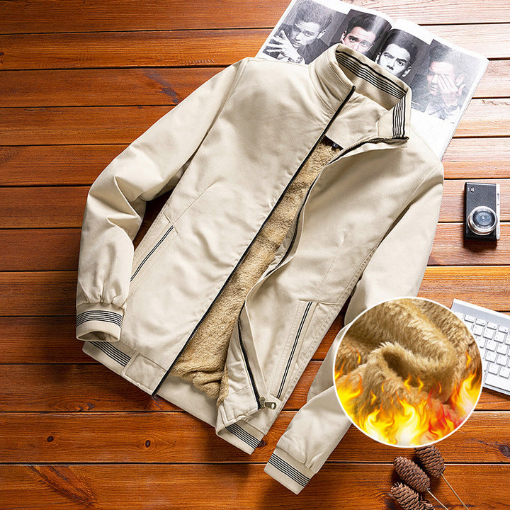 Men's padded bomber jacket with teddy lining and zippered pockets