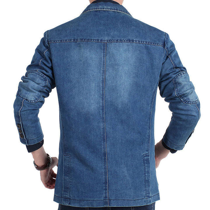 Men’s jeans blazer with a distressed effect, slim fit, and pockets