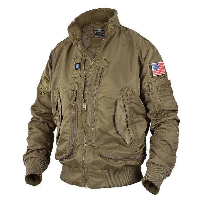 Men’s aviator-style bomber jacket with thermal lining and utility pockets