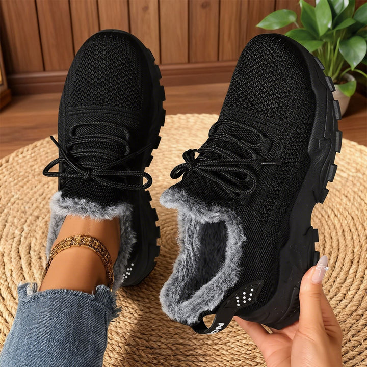 Alina™ - Casual, Lightweight Lace-Up Fleece Sneakers