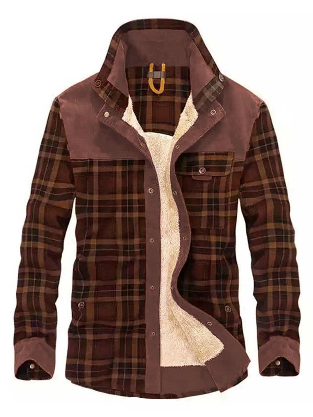 Men's checked shirt jacket with buttons and pockets
