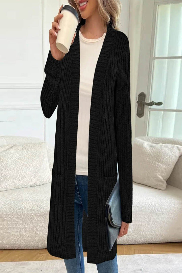 Women's Longline Long-Sleeve Cardigan with Pockets