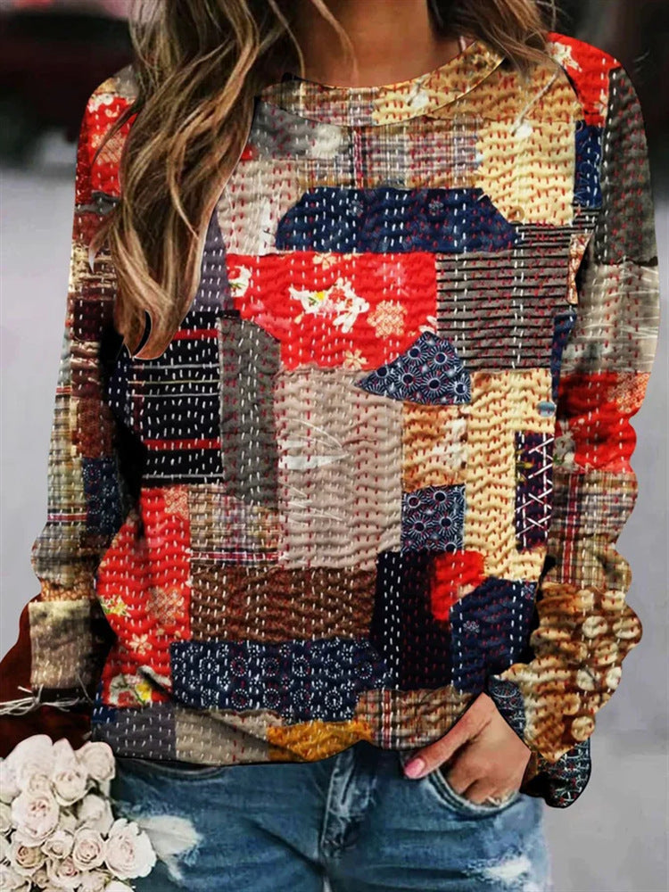 Women's sweater with crew neck and long sleeves