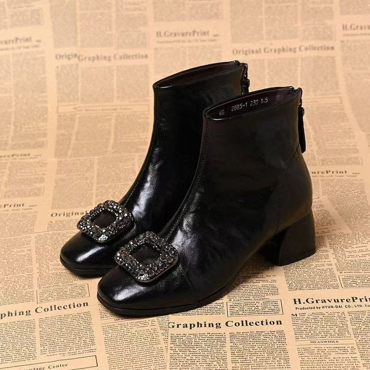 Women's ankle boots with a square toe and block heel