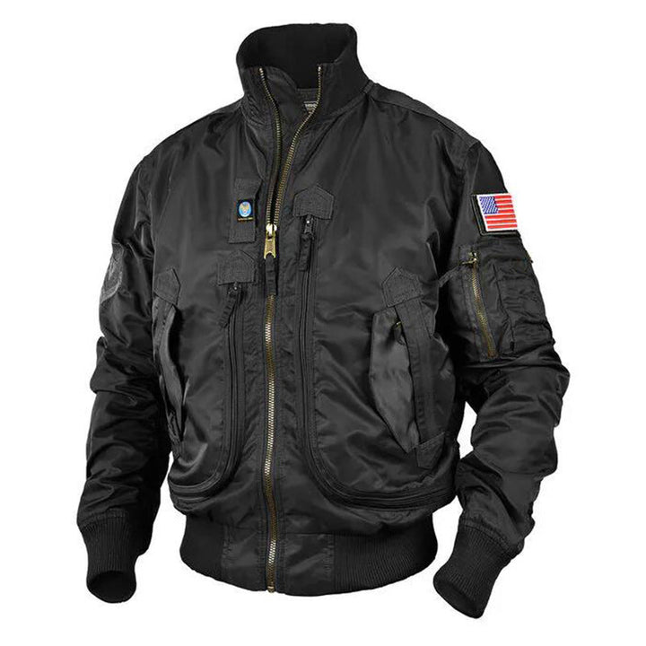 Men’s aviator-style bomber jacket with thermal lining and utility pockets