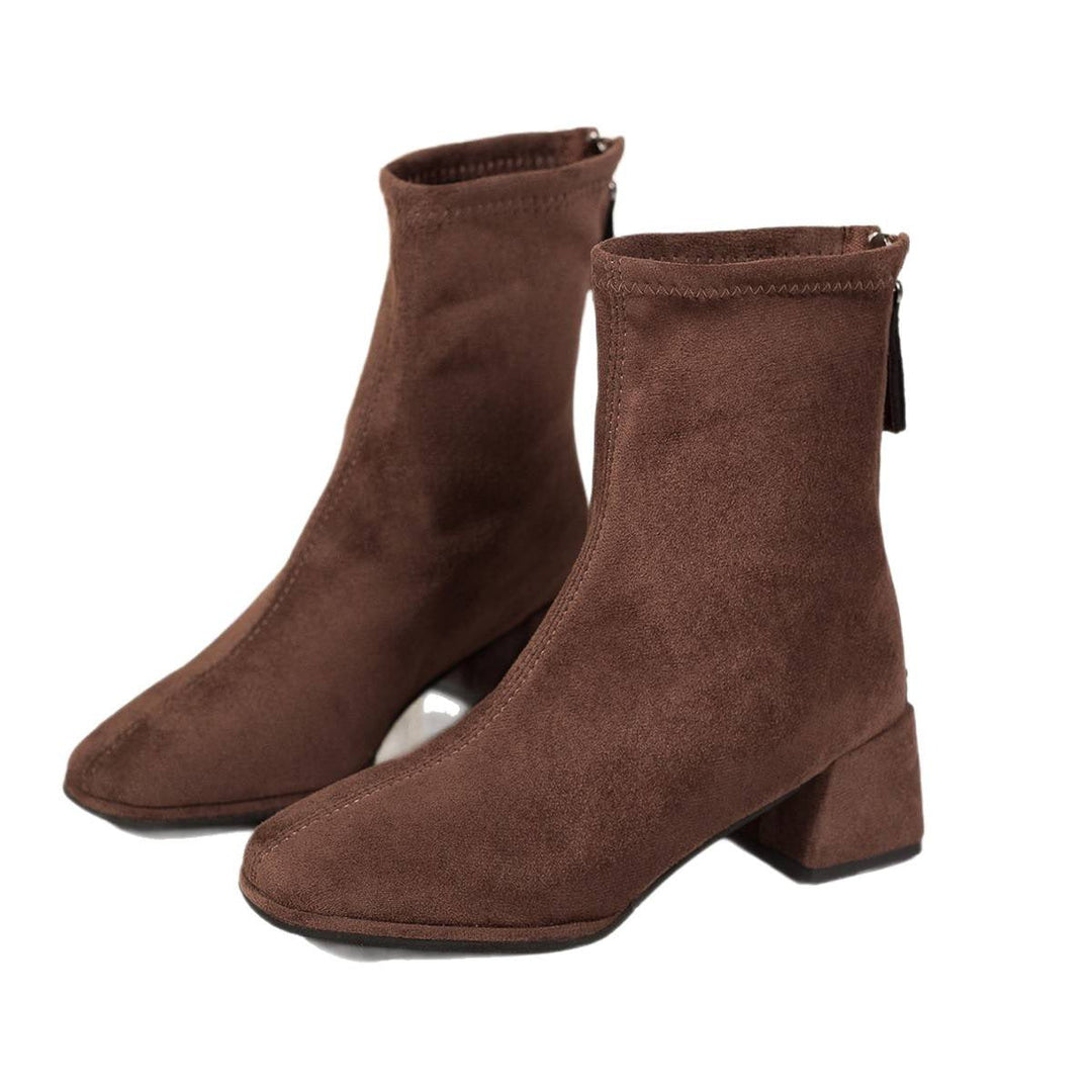 Women's ankle boots with block heels and zippers