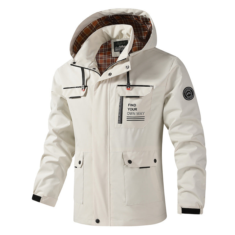 Men's Long-Sleeve Hooded Jacket with Pockets