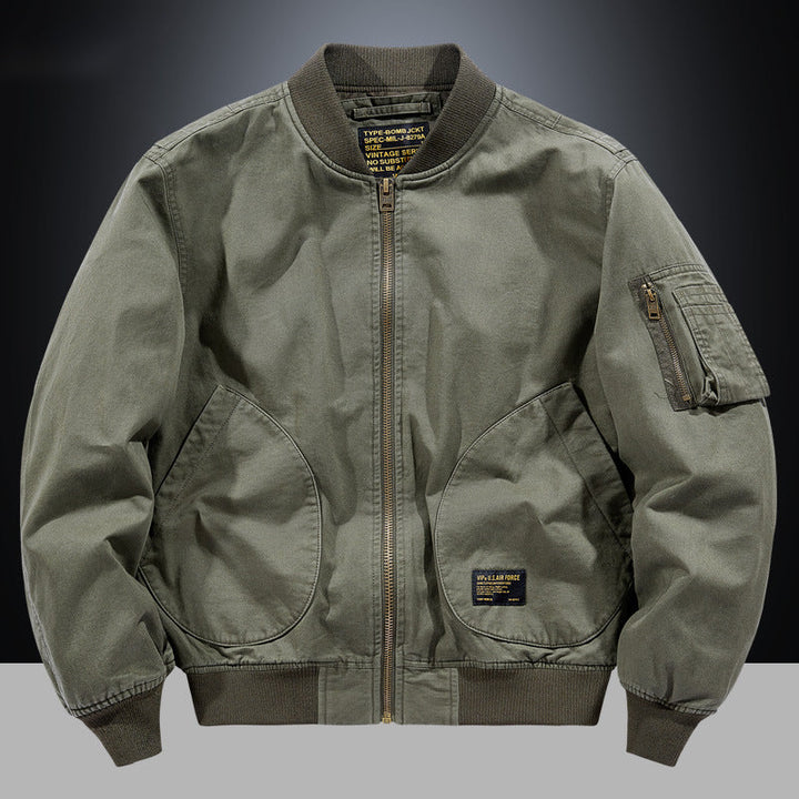 Men's long-sleeve bomber jacket with pockets