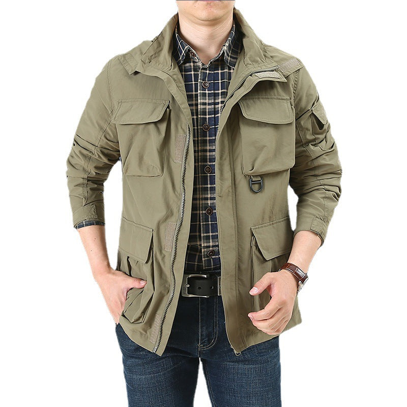 Men’s utility field jacket with flap and zippered pockets