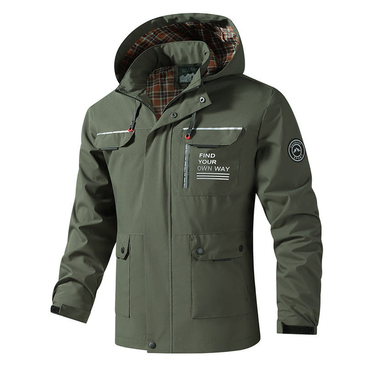 Men's Long-Sleeve Hooded Jacket with Pockets