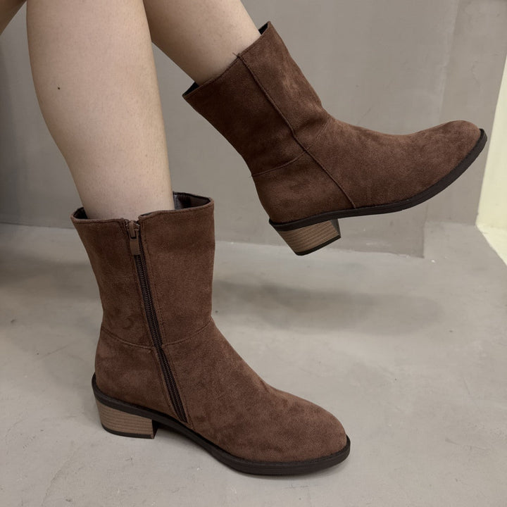 Women's ankle boots with block heels and zippers