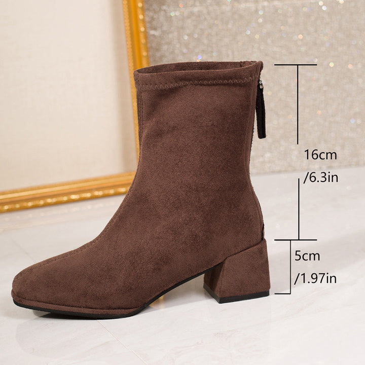 Women's ankle boots with block heels and zippers