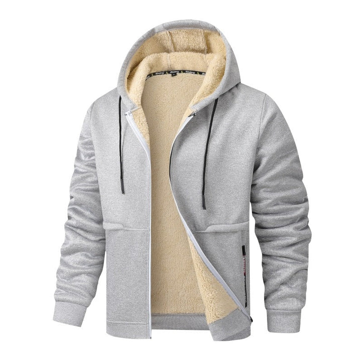 Men's long-sleeve hooded jacket with drawstring and pockets