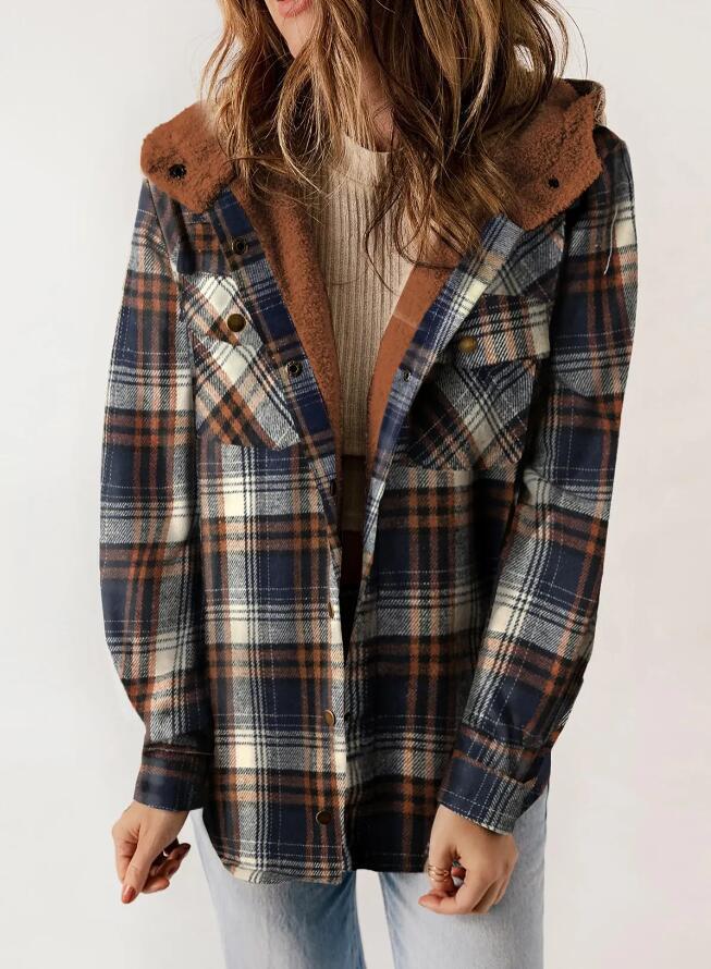 AMELIA™ - Women's Hooded Plaid Flannel Jacket for Autumn and Winter