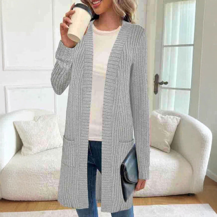 Women's Longline Long-Sleeve Cardigan with Pockets