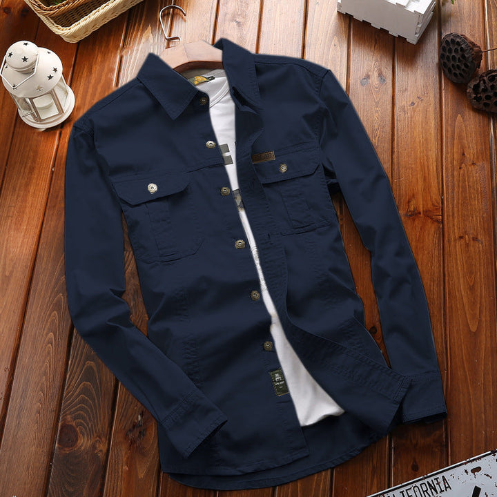 Men’s canvas overshirt with flap chest pockets and reinforced seams