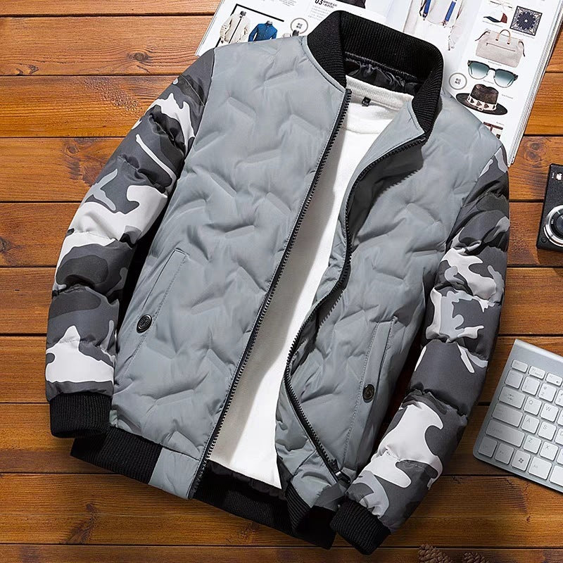 Men's bomber jacket with long sleeves and pockets