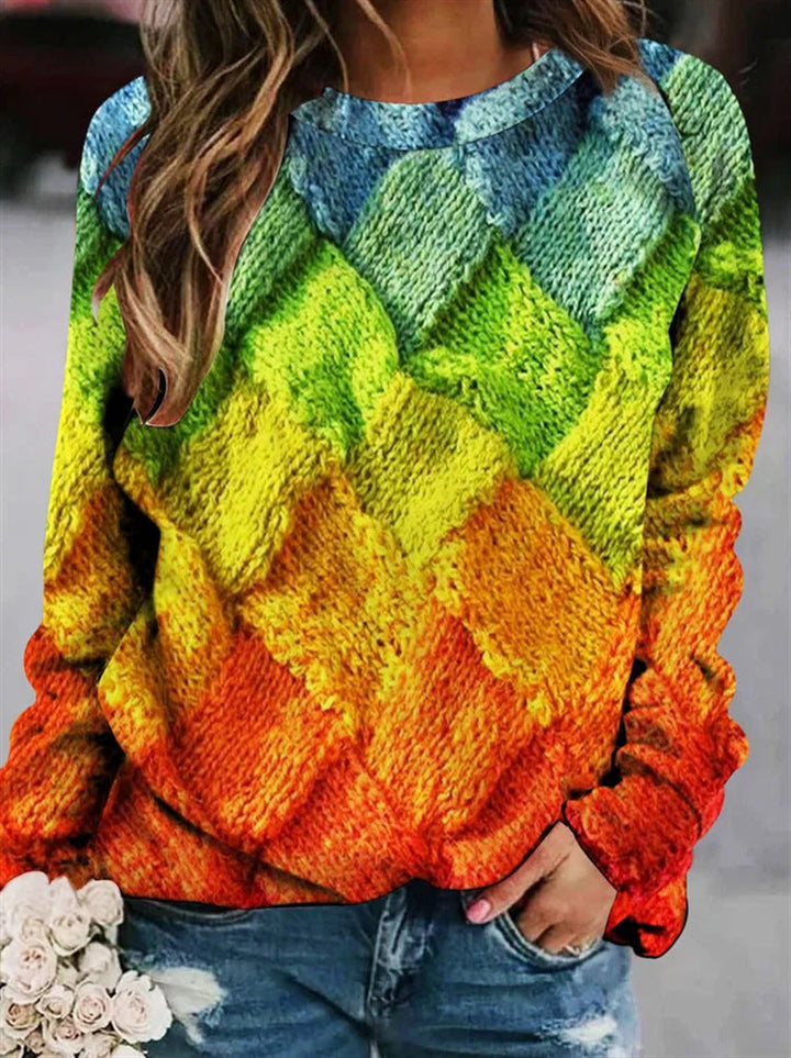 Women's sweater with crew neck and long sleeves