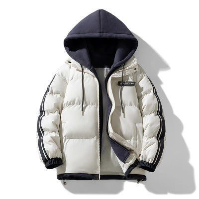 Men’s padded parka with an integrated hoodie and two-way zipper